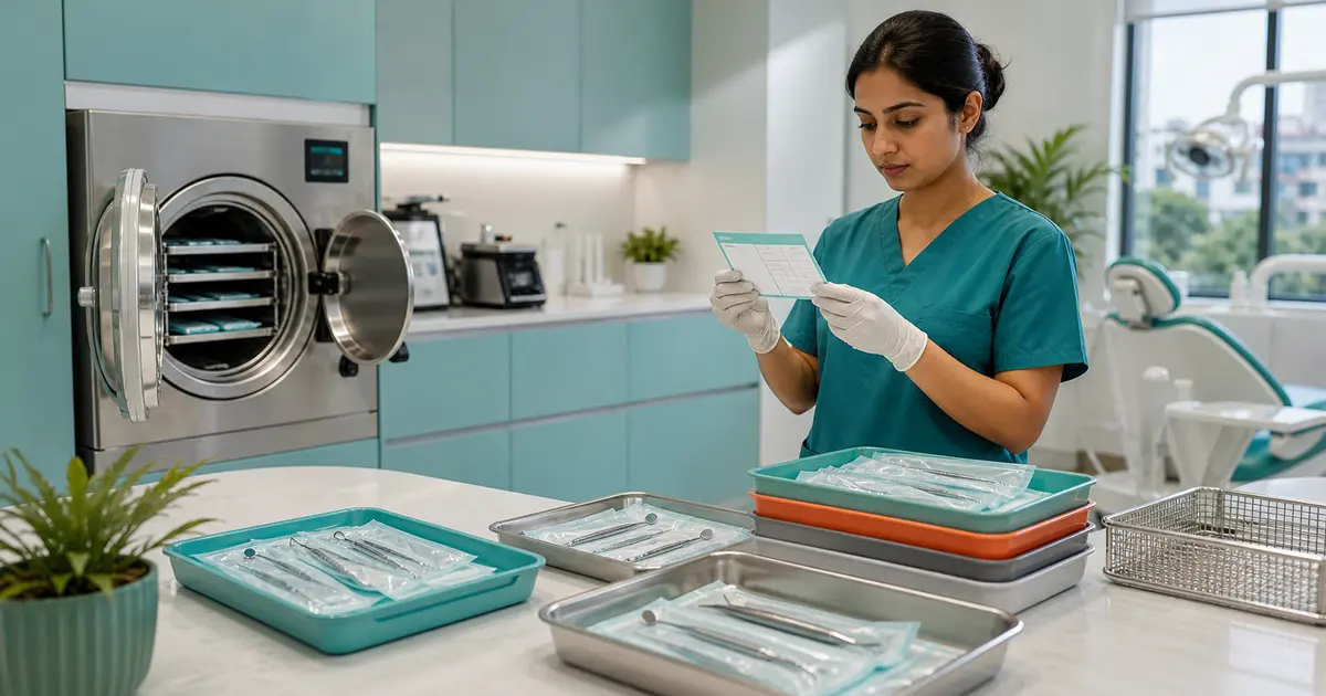 Dental Sterilization and Instrument Tracking SOP workflow illustration for a Bangladesh dental clinic
