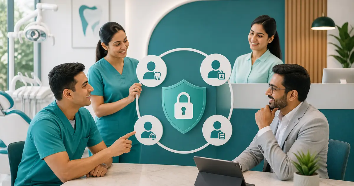 Multi-Dentist Clinic Roles and Permissions Guide workflow illustration for a Bangladesh dental clinic